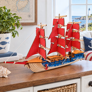 Sailing Ship Model Kit - Wooden Laser-Cut 3D Puzzle (77 Pcs)