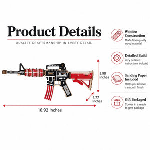 M4 AR-15 Model Kit - Wooden Laser-Cut 3D Puzzle (66 Pcs)