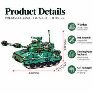 Tank Model Kit - Wooden Laser-Cut 3D Puzzle (137 Pcs)