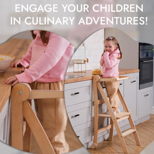 Learning Tower: Foldable Step Stool for Toddlers - Beige