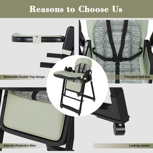 Leavader Adjustable Baby High Chair 0-6 Years, Dark Green