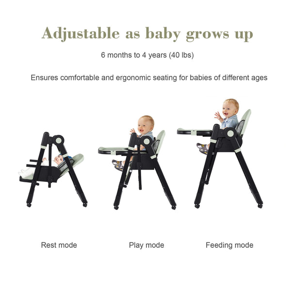 Leavader Adjustable Baby High Chair 0-6 Years, Dark Green
