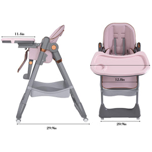 Leavader Adjustable Baby High Chair 0-6 Years, Pink