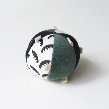 Taggy Ball with Rattle - Jungle Leaves, colorful baby toy for sensory play and development.