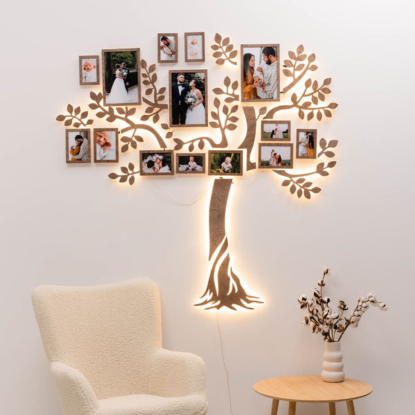 Wooden Led Family Tree - Starlight