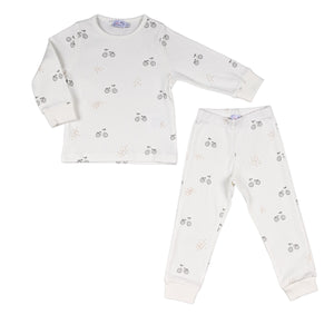 LEHANE | Boys Ivory Ribbed Cotton Vintage Bike Two-Piece Set