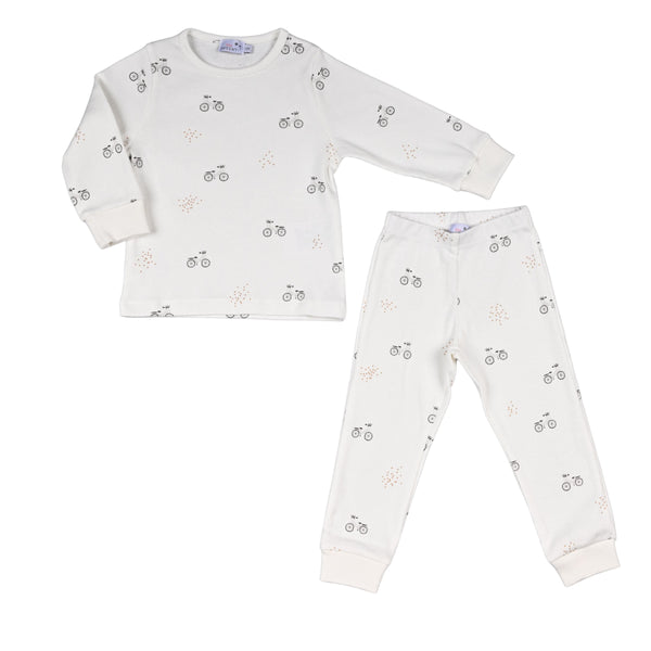 LEHANE | Boys Ivory Ribbed Cotton Vintage Bike Two-Piece Set