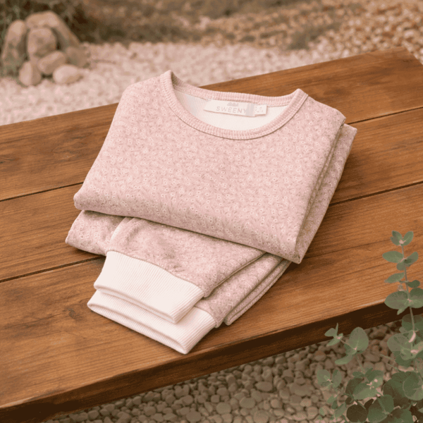 LEHANE | Girls Pink & Ivory Print Cotton Two-Piece Set