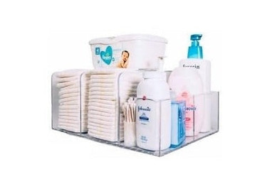 LELLOBABY™ Deluxe Lucite Acrylic Diaper Caddy for stylish baby organization.