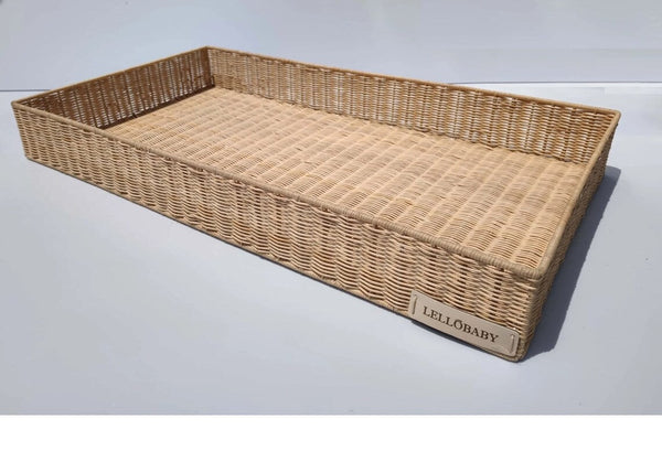 LELLobaby™ X Hampton BABY Rattan Wicker Changing Tray Premier, stylish and functional for baby care.