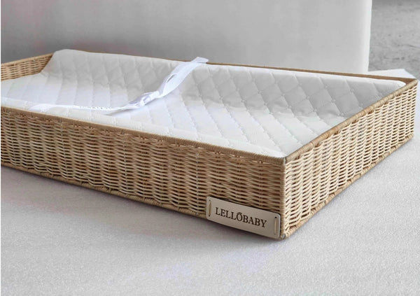 LELLobaby™ X Hampton BABY Rattan Wicker Changing Tray Premier - stylish and functional baby changing solution.