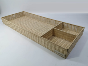 LELLobaby™ X Hampton BABY Rattan Wicker Changing Tray Premier Plus+ at angle 5, stylish and functional baby accessory.