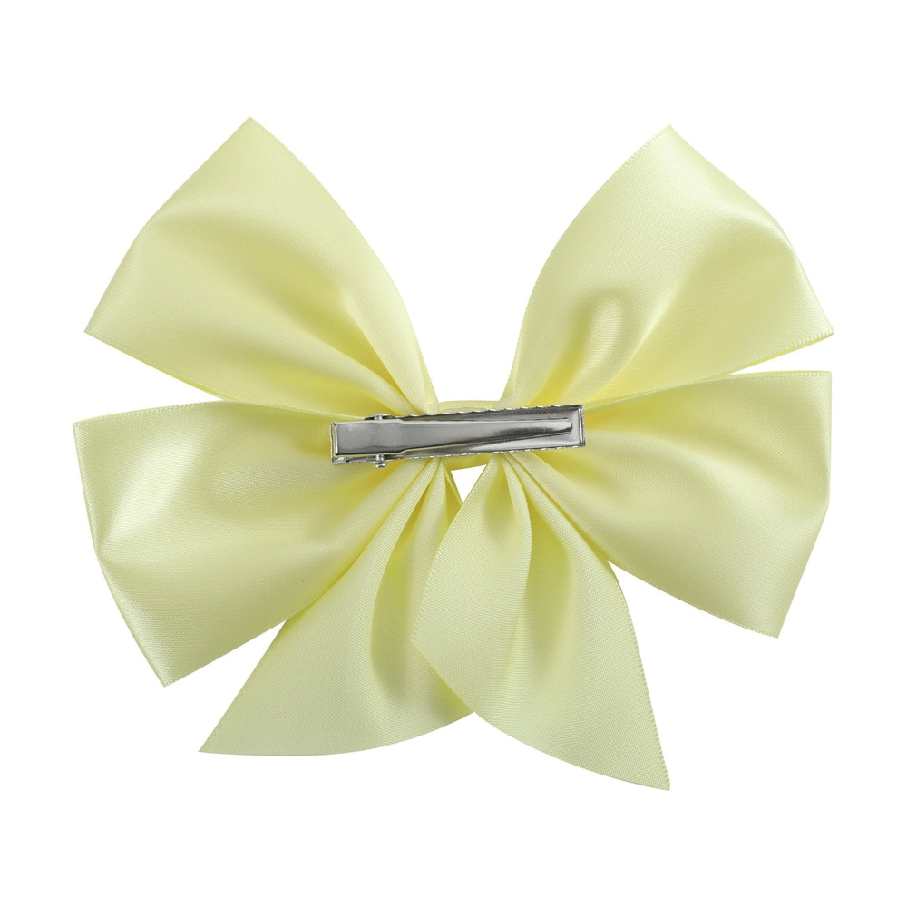 Lemon Chiffon Satin Large Bow Hair Clip - MOOGCO Baby