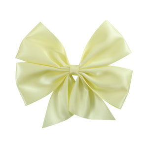 Lemon Chiffon Satin Large Bow Hair Clip