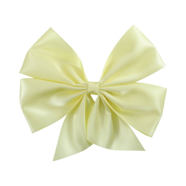 Lemon Chiffon Satin Large Bow Hair Clip