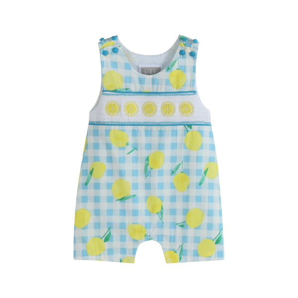 Lemon Smocked Shortalls