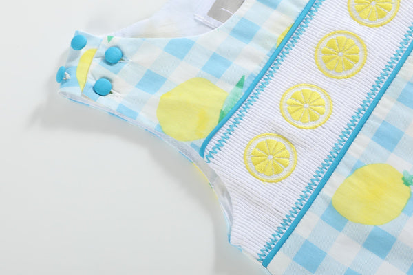 Lemon Smocked Shortalls