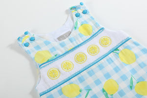 Lemon Smocked Shortalls