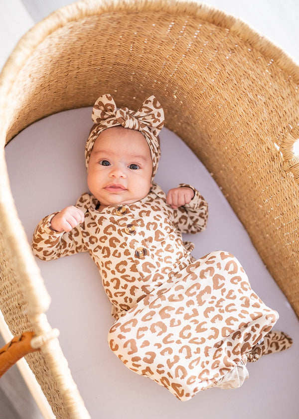 Knotted Baby Bow Headband - Leopard