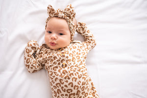 Knotted Baby Bow Headband - Leopard