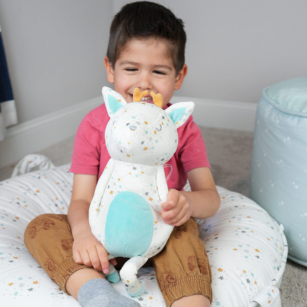 Leo Reindeer Mini Printed Plush - adorable soft toy for babies, perfect for cuddling and playtime.