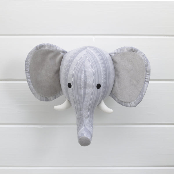 NoJo Elephant Head Printed Wall Decor - Grey/White