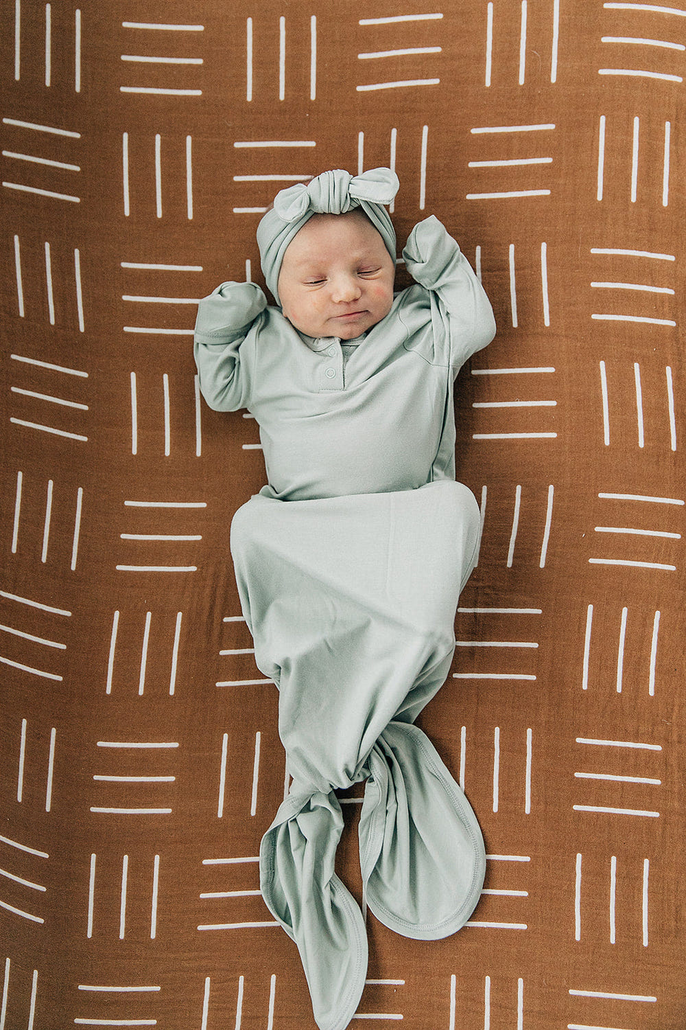 Sage Bamboo Knot Gown - MOOGCO Baby