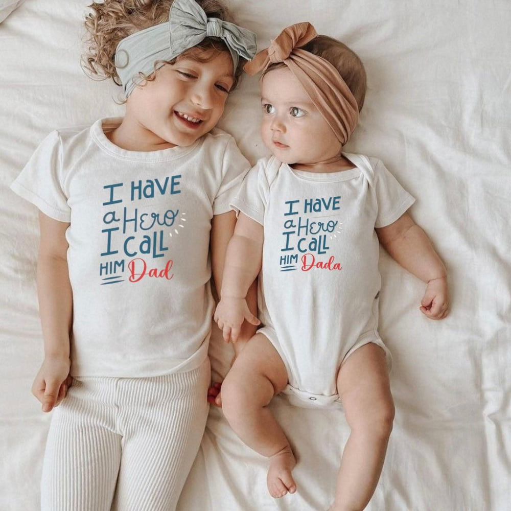 Hero Dada graphic bodysuit for babies, short sleeve design, stylish and comfortable for everyday wear.