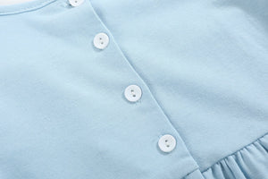 Light Blue Christmas Tree Smocked Knit Dress