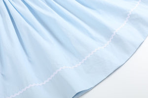 Light Blue Crosses Smocked Bishop Dress
