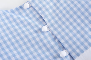 Light Blue Gingham A-Line Dress