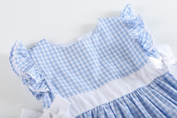 Light Blue Gingham A-Line Dress