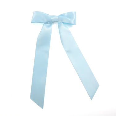 Light blue long tail hair bow clip for babies, perfect hair accessory for stylish looks.