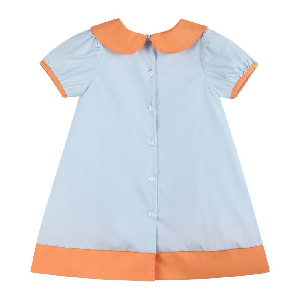 Light Blue Pumpkin Applique Collared Dress