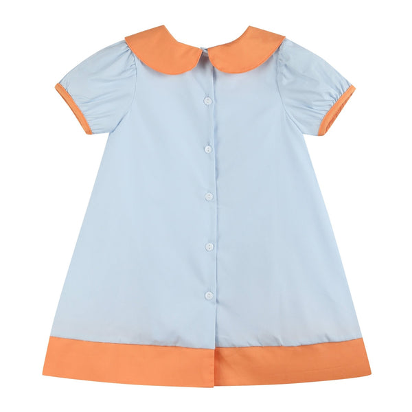 Light Blue Pumpkin Applique Collared Dress