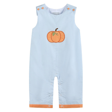 Light Blue Pumpkin Applique Overalls