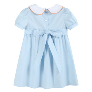 Light Blue Pumpkin Vine Smocked Dress