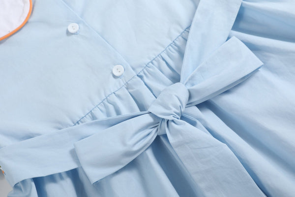 Light Blue Pumpkin Vine Smocked Dress