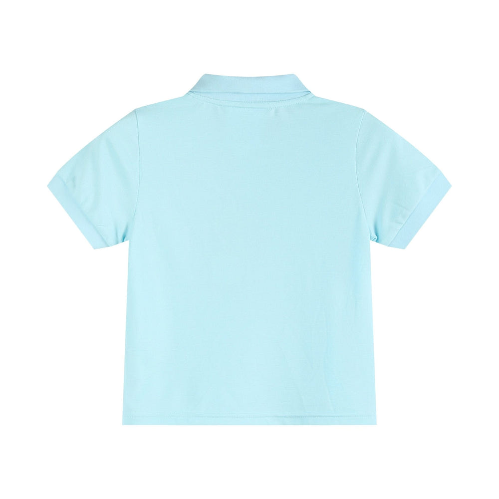Light blue Santa polo shirt for babies, perfect for festive occasions and holiday celebrations.
