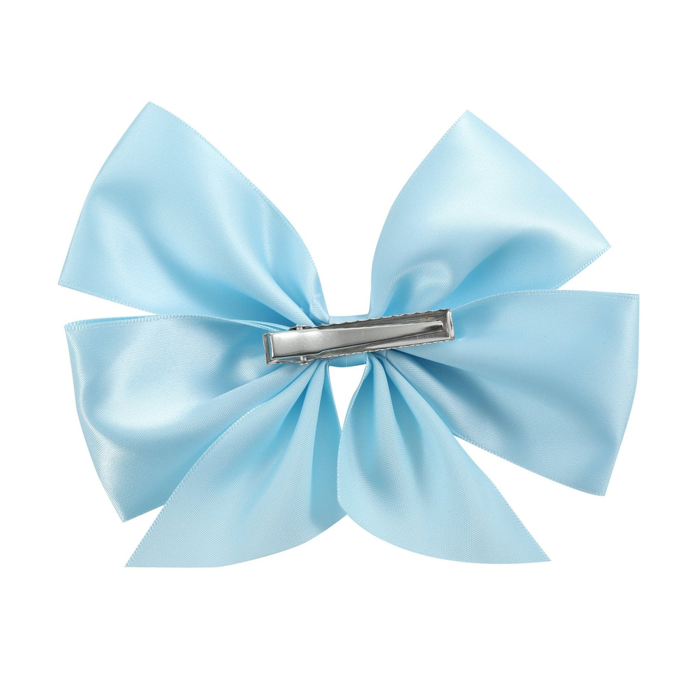 Light Blue Satin Large Bow Hair Clip - MOOGCO Baby