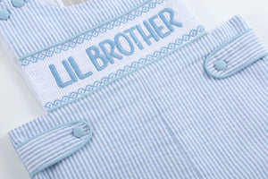 Light Blue Seersucker Lil Brother Smocked Jon Jons