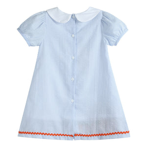 Light Blue Seersucker Pumpkin A-Line Dress