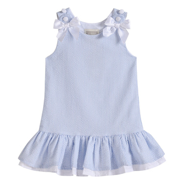 Light Blue Seersucker Ruffle Dress - MOOGCO Baby