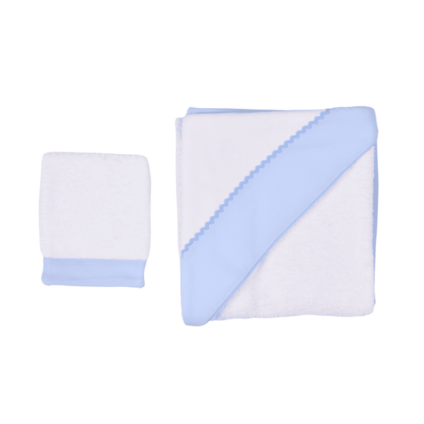 PETIT MARIN | Boys Blue & White Cotton Hooded Towel