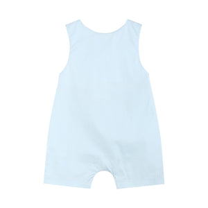 Light Blue USA Flag Smocked Shortalls