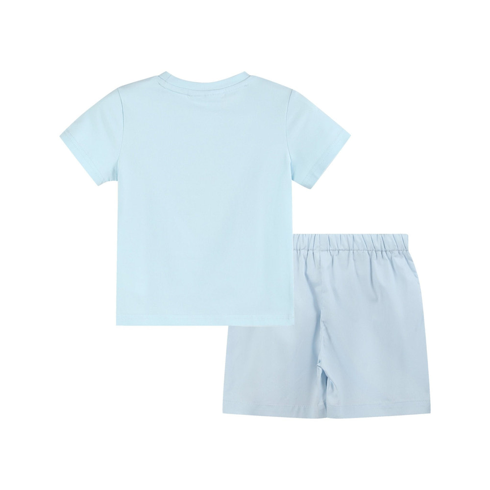 Light Blue USA Flag Smocked T-Shirt and Shorts Set