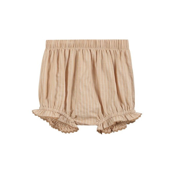 Light Brown Pinstripe Pumpkin Smocked Dress and Bloomer Set