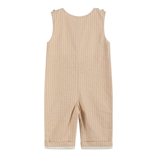 Light Brown Pinstripe Pumpkin Smocked Longall