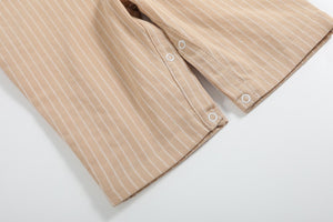 Light Brown Pinstripe Smocked Jon Jons