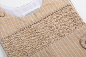 Light Brown Pinstripe Smocked Longalls